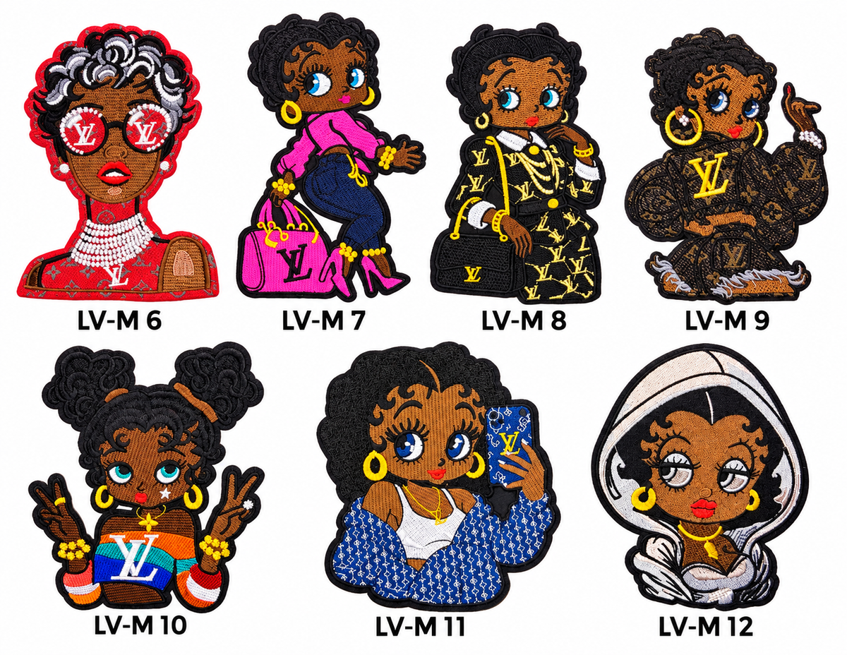 Medium Designer-Inspired Embroidered Patches – LV Series