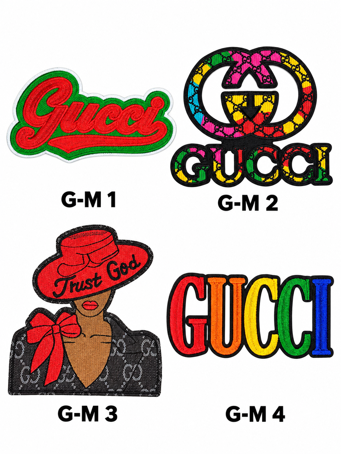 Medium Designer-Inspired Embroidered Patches – G Series