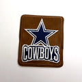 Brown star patch with navy lettering