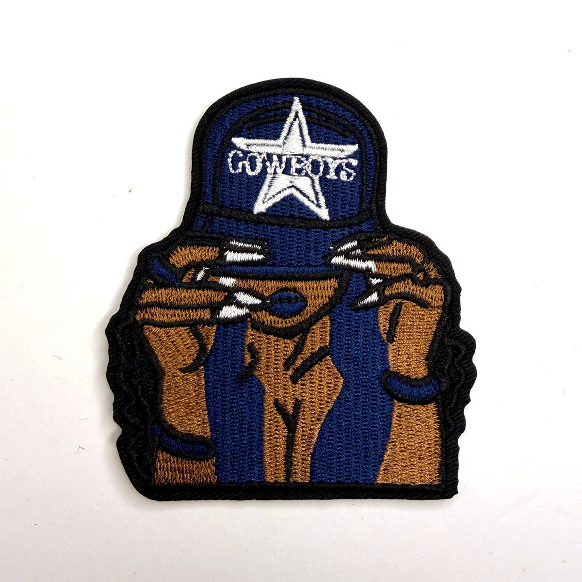 Woman holding a star cap patch