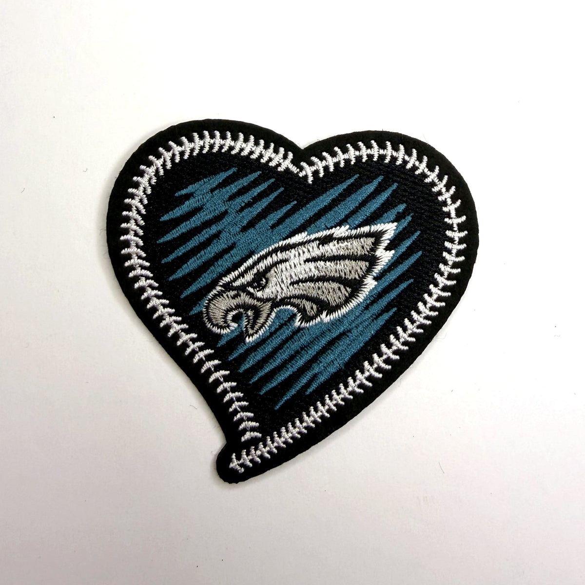 Teal heart patch with eagle head