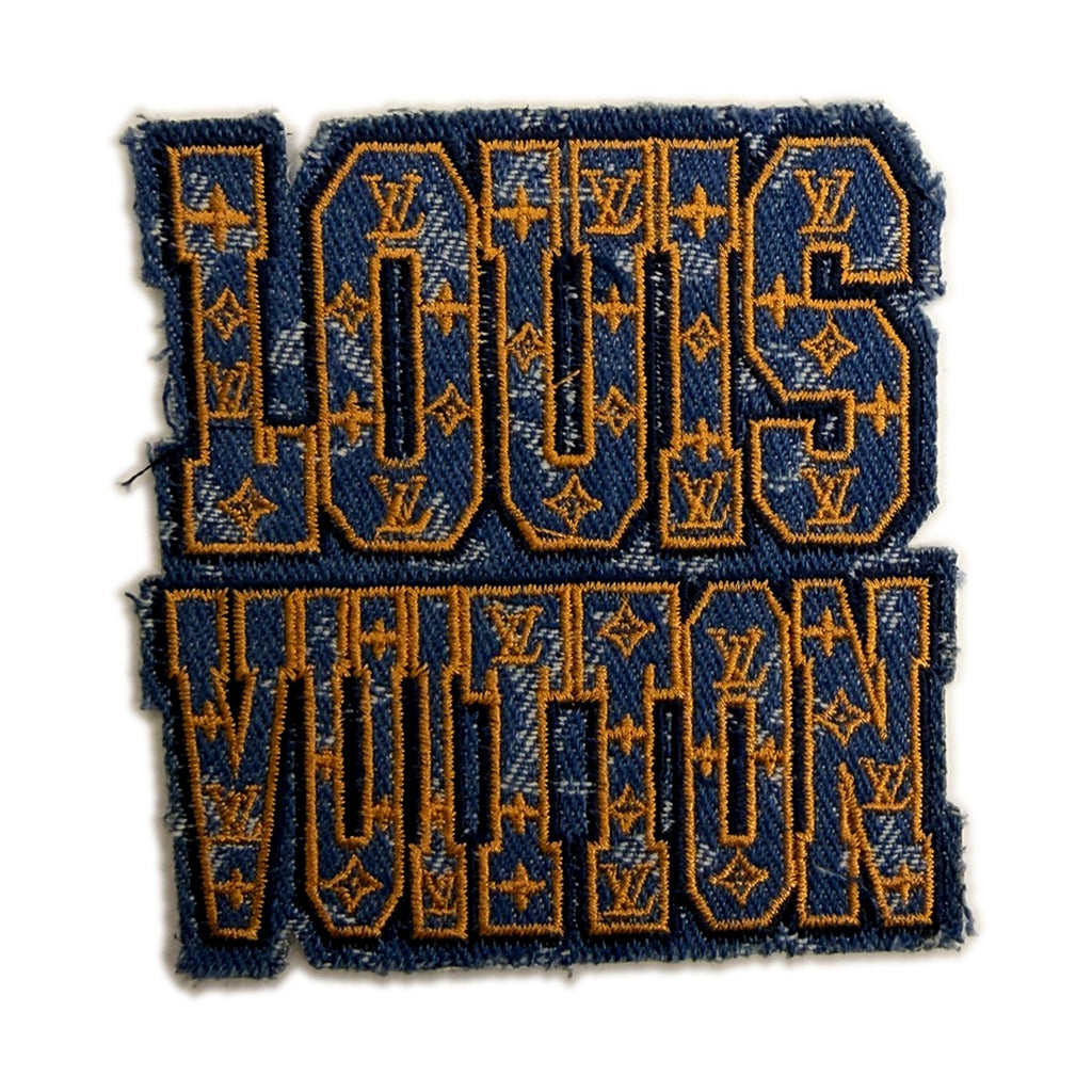 Denim Louis Vuitton letter patch — square, stacked