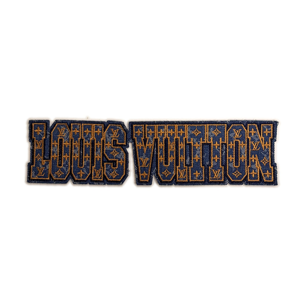 Denim Louis Vuitton letter patch — long 2-piece set