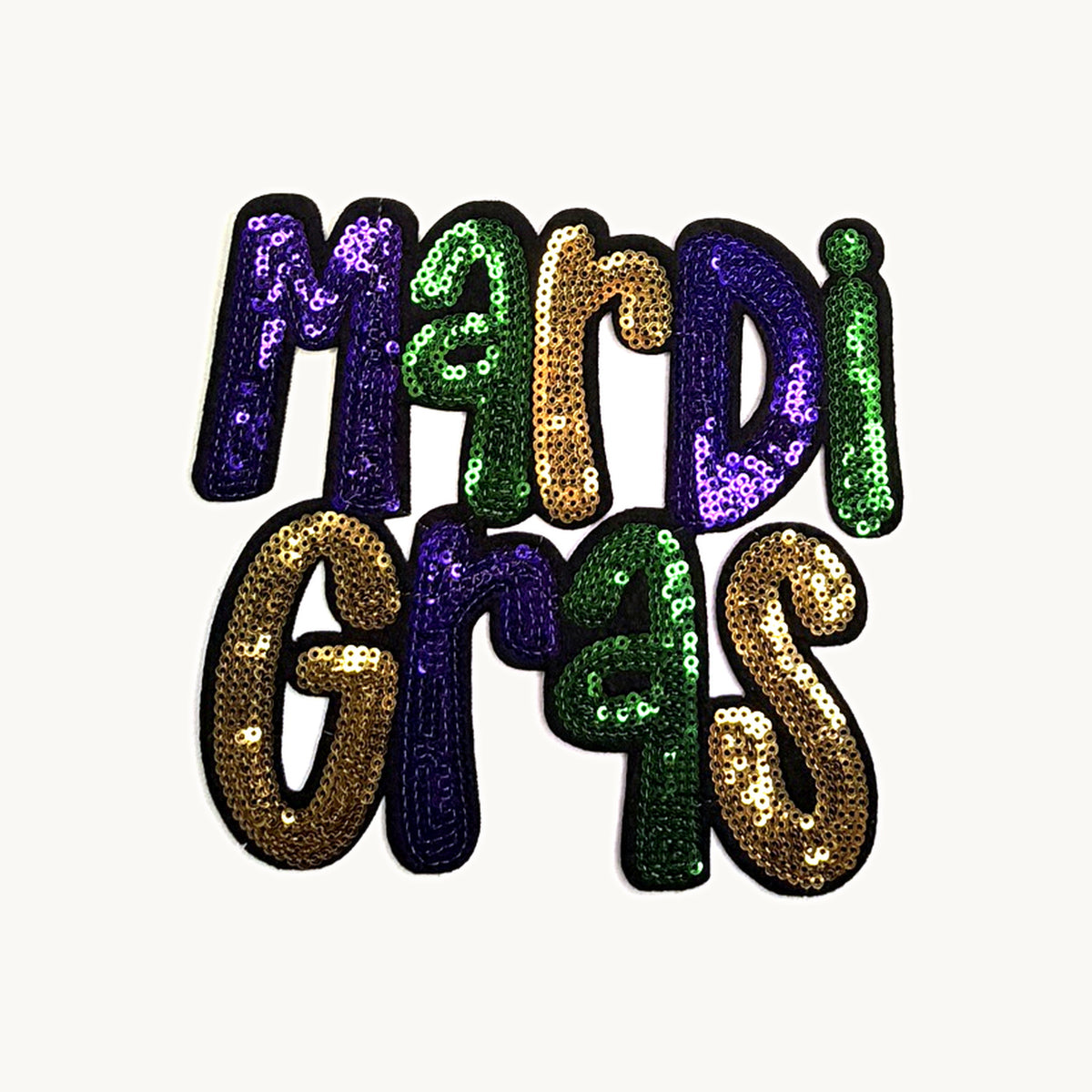 Mardi Gras Sequin Word Patch — Medium