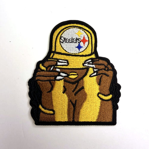 Woman holding a gold cap patch